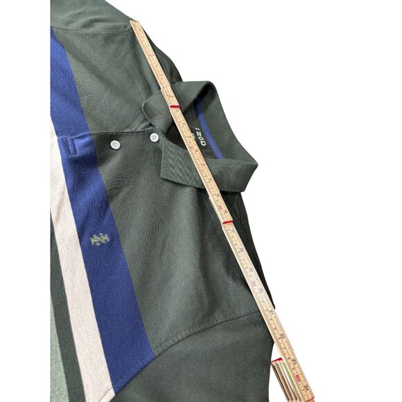 Izod Mens Polo Shirt XXL Green & Blue Striped Cotton Blend - Picture 6 of 9